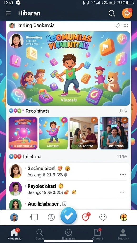 Fitur sosial untuk berinteraksi dengan teman.
